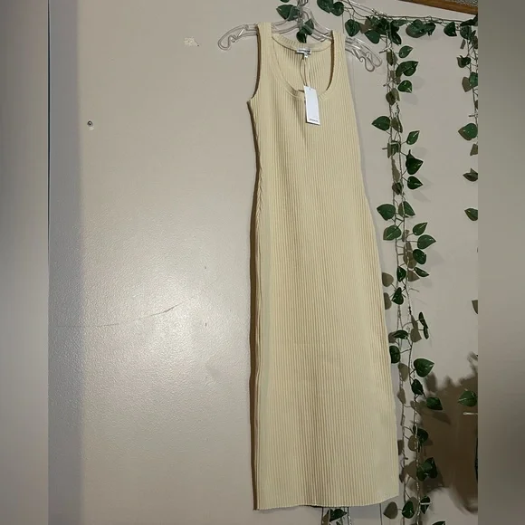 Cotton Citizen Dresses | Cotton Citizen Cream Ribbed Midi Dress | Color: Cream | Size: Xs | Lisalou95'S Closet